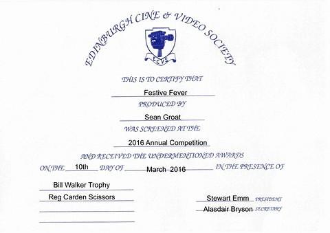 Award - Festive Fever - Cert