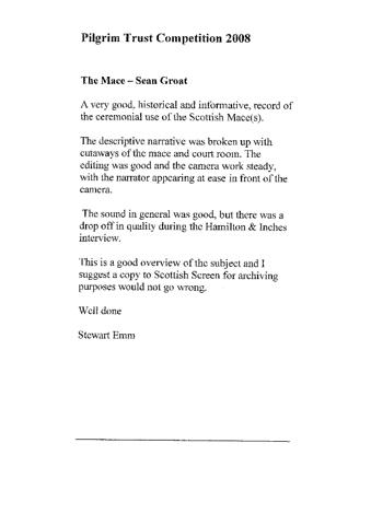 Crit - The Mace - Pilgrim Trust 2008 - Stewart Emm